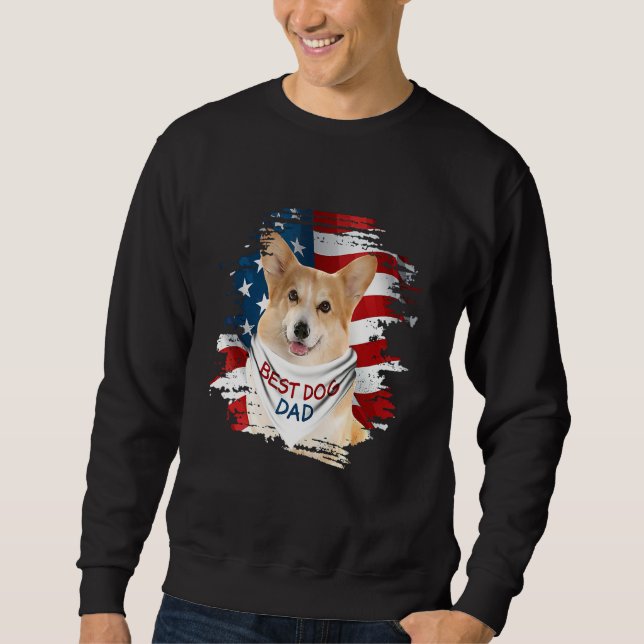 Moletom Mens Best Corgi Dad Ever American Flag Dog Father  (Frente)
