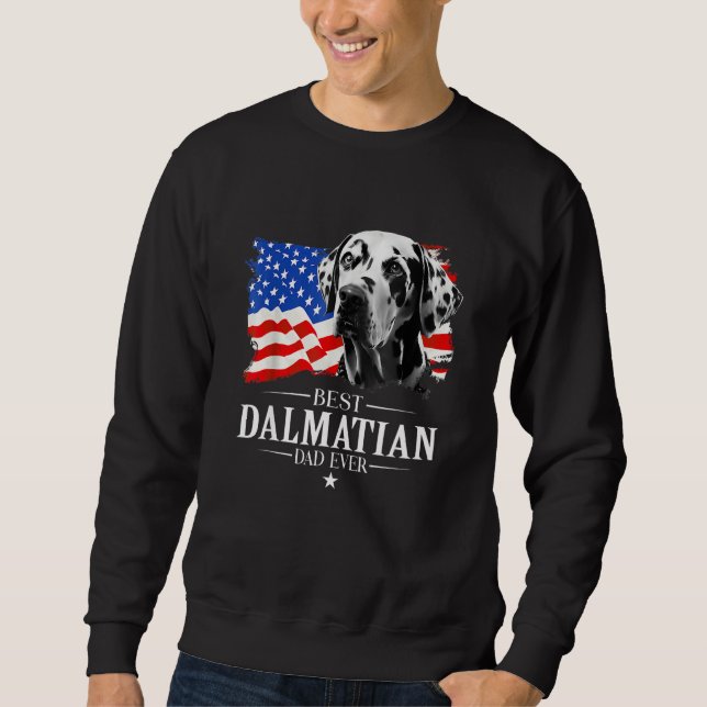 Moletom Mens Best Dalmatian Dad Ever American Flag Father  (Frente)