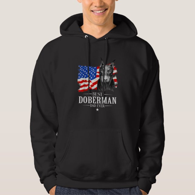 Moletom Mens Best Doberman Dad Ever American Flag Father s (Frente)