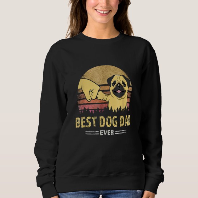 Moletom Mens Best Dog Dad Ever Pug Retro Design Proud Vint (Frente)
