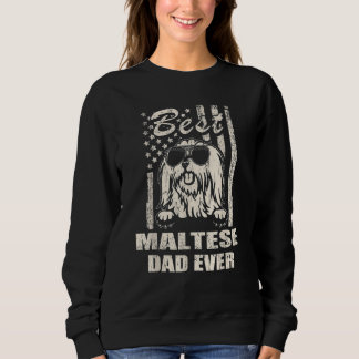 Moletom Mens Best Maltese Dad Ever Vintage Retro flag Dog