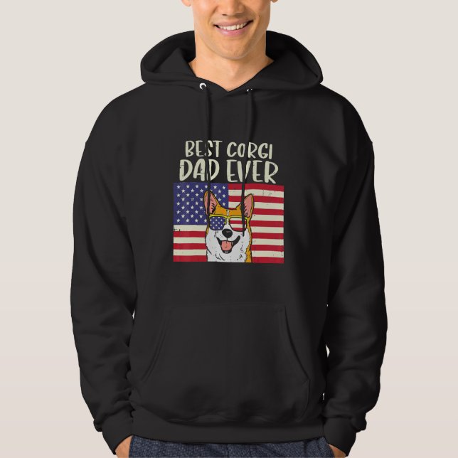 Moletom Mens Best Welsh Corgi Dad Ever Us Flag Patriotic P (Frente)
