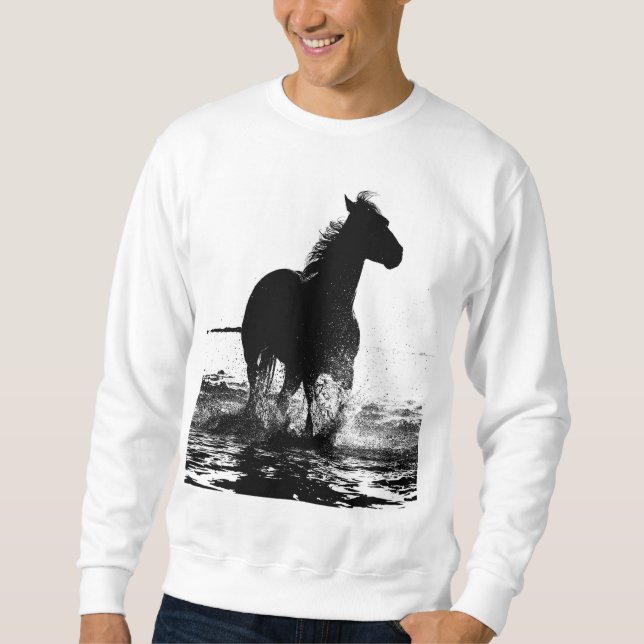 Moletom Mens Clothing Running Horse Pop Art Modelo (Frente)