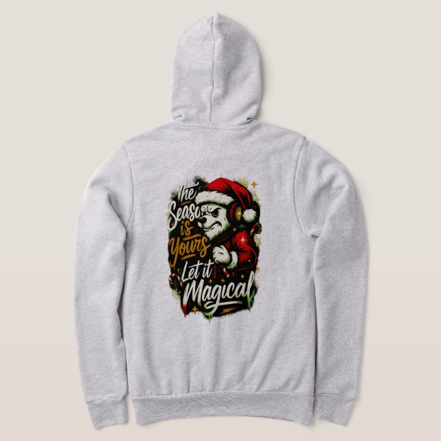 Moletom Men's Cozy Christmas Bear DJ Holiday Hoodie (Postura das costas)