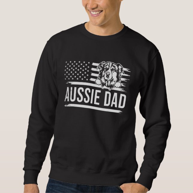 Moletom Mens Cute AUSSIE dog DAD dog owner US america flag (Frente)