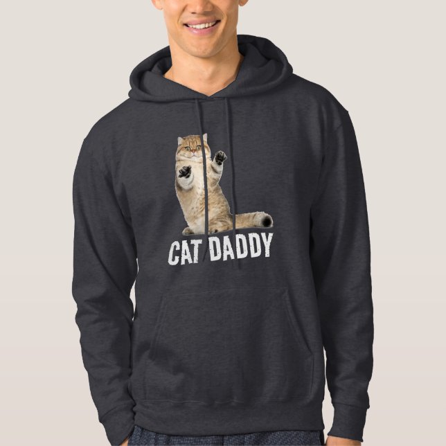 MOLETOM MENS DE HOODIE DE GATO COM PAI FUNNY CAT HOODIE (Frente)