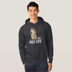 MOLETOM MENS DE HOODIE DE HOODIE DE HUG LIFE DE GATO FUNNY