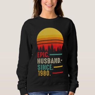 Moletom Mens Epic Husband Desde 1980, feliz aniversário