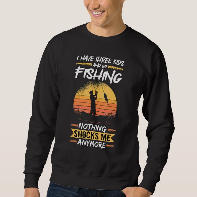 Moletom Mens Fisherman I Have Three Kids And Go Fishing Ba (Frente)