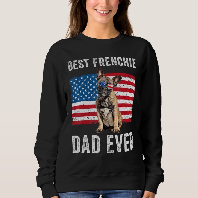 Moletom Mens Frenchie Pai Americano Bandeira Francês Buldo (Frente)