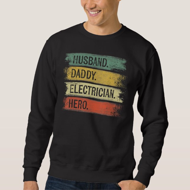 Moletom Mens Husband Daddy Electrician Hero  Lineman Dad (Frente)