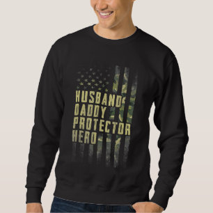 Moletom Mens Husband Pai Protetor Hero American Flag Fa