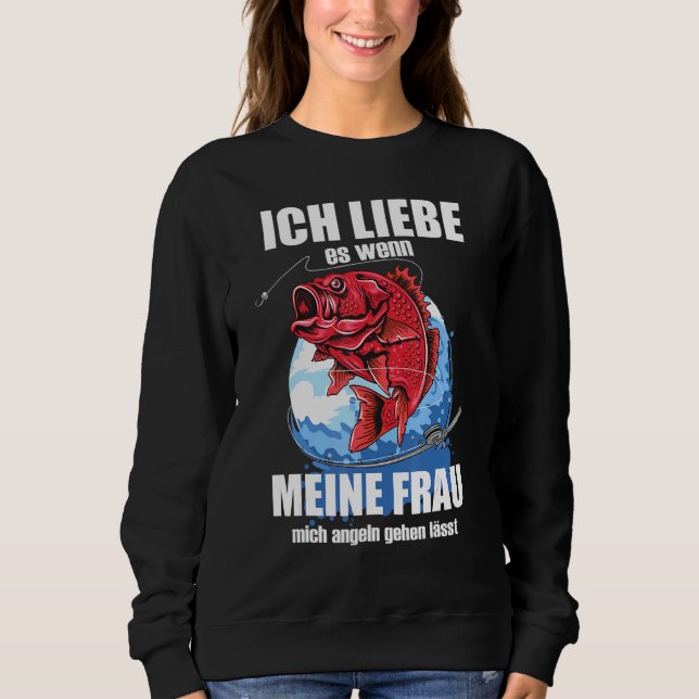 Moletom Mens Ich Liebe Es Wenn Frau Mich Pesca Pescado (Frente)