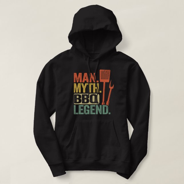 Moletom Mens Man Myth CHURRASCO Legend Barbecue Griling Pa (Frente do Design)