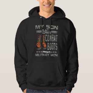 Moletom Mens Meu Filho Veste Combate Boots Orgulhosos Mãe 