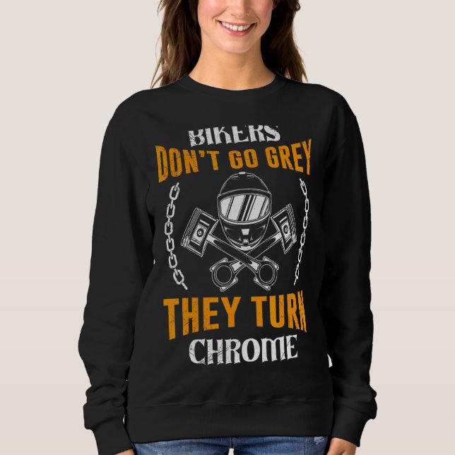 Moletom Mens Não Cinza Que É Chrome Biker Pai Motorciclone (Frente)