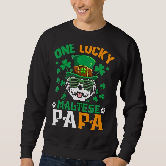 Moletom Mens One Lucky Dog Papa Funny Malny Rua Maltesa Pa (Frente)