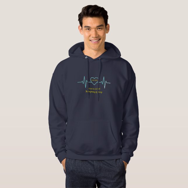 Moletom Men's Personalized Heartbeat Anniversary Hoodie -  (Frente Completa)