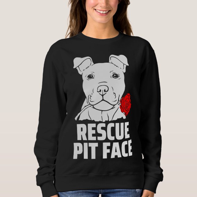 Moletom Mens Pitbull Resgate Pit Face Engraçado Pitbull Do (Frente)