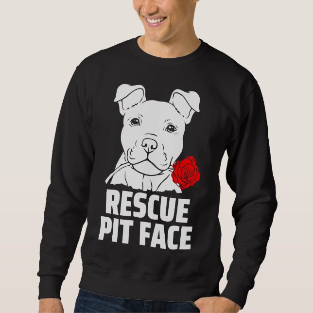 Moletom Mens Pitbull Resgate Pit Face Engraçado Pitbull Do (Frente)
