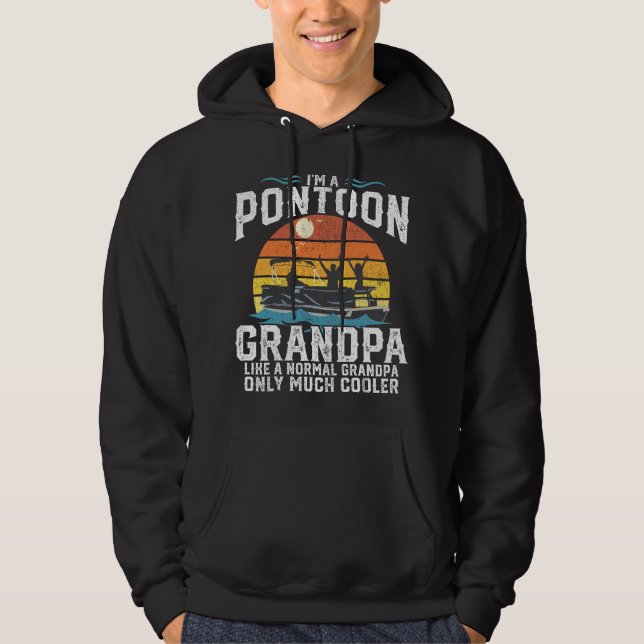 Moletom Mens Pontoon Grandpa Captain Retro Funny Boating F (Frente)