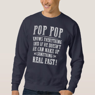 Moletom Mens Pop Pop Sabe Tudo Dia de os pais Engraçado