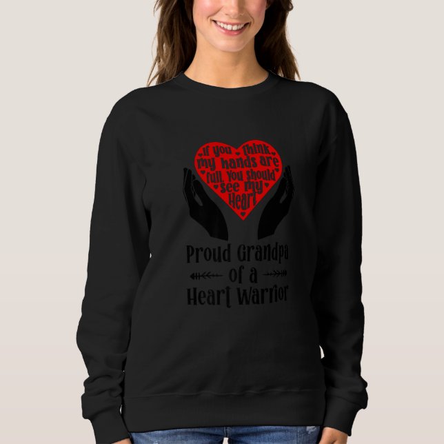 Moletom Mens Proud CHD Warrior Grandpa Congenital Heart Di (Frente)