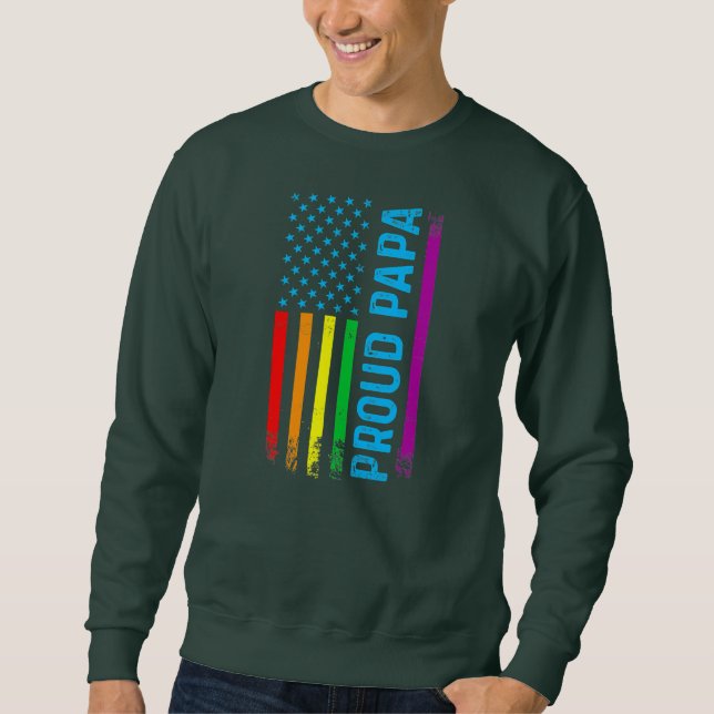 Moletom Mens Proud Papa Grandpa Dad LGBT LGBTQ Gay Pride (Frente)