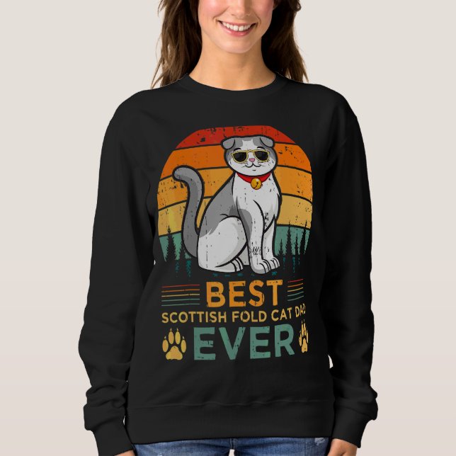 Moletom Mens Retro Style Best Scottish Fold Cat Pai Ever F (Frente)