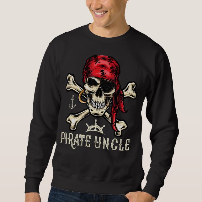Moletom Mens Retro Style Skull Skeleton Pirata Tio Fathe (Frente)