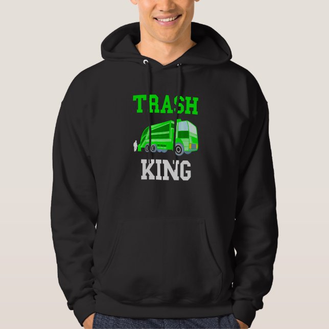 Moletom Mens Trash King Garbage Truck Rubbbbbbbb Reciclage (Frente)