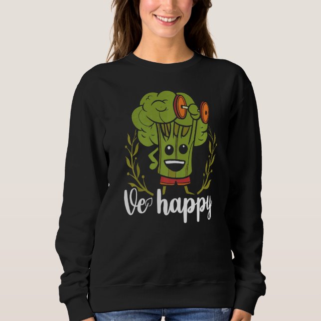Moletom Mens Ve Happy Be Happy Broccoli Dumbbell Vegan (Frente)