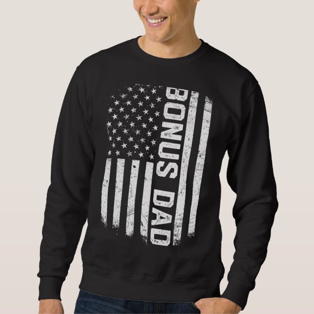 Moletom Mens Vintage American Flag Stepdad Bonus Pai (Frente)