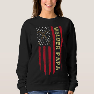Moletom Mens Welder Papa USA Flag Vintage , Welder Pai, We