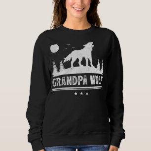Moletom Mens Wolf Animal Retro Grandpa Dia de os pais Wolf