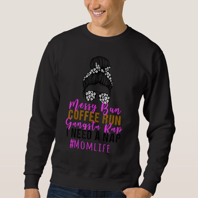 Moletom Mensageiro Bun Bleached Café Corra Gangsta Rap mãe (Frente)