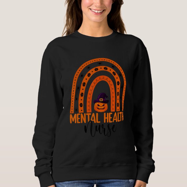 Moletom Mental Health Nurse Rainbow Halloween Mental Healt (Frente)