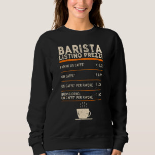 Moletom Menu de Lista de Preços Barista Vintage Bar Café