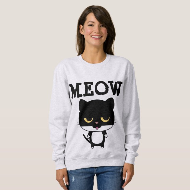 Moletom MeOW Engraçado T-shirts de gato (Frente Completa)