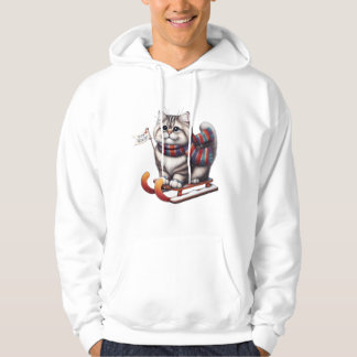 Moletom "Meow Snow Day! Cute Kitten on Sled with Scarf