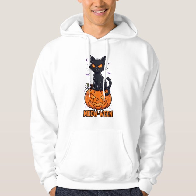 Moletom Meow-Ween Gato Preto Halloween (Frente)