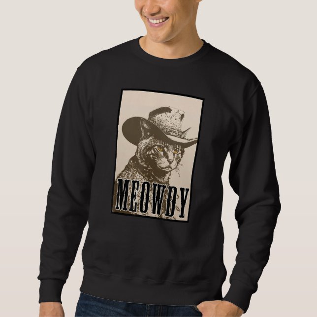 Moletom Meowdy Cat Shirt - Funny Mashup Meow and Howdy - C (Frente)