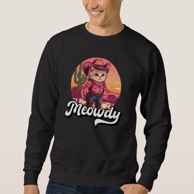 Moletom Meowdy Texas Cat Meme Country Music Cowgirl Cute C (Frente)