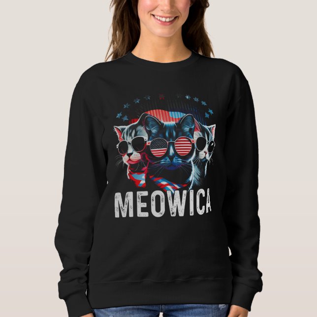 Moletom Meowica Patriotic Three Cats 4th of July Kids Amer (Frente)