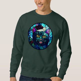 Moletom Meowing Stained-Glass Christmas Black Cat