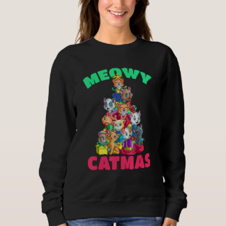 Moletom Meowy Catmas Cat Christmas Tree Xmas Girls Boys Ki