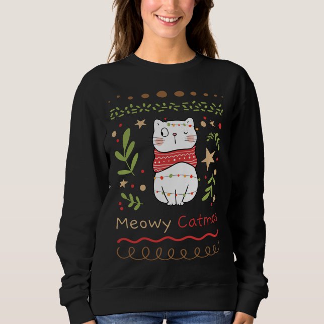Moletom Meowy Catmas Cat Lover Natal Natal (Frente)
