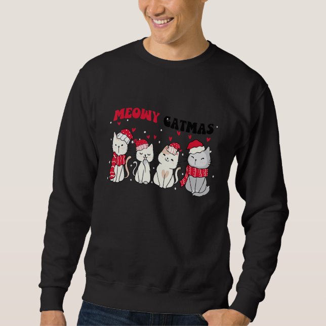 Moletom Meowy Catmas Christmas Cat Cat  Xmas Tees (Frente)