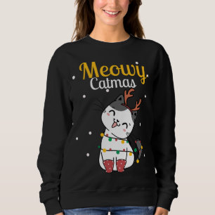 Moletom Meowy Catmas Meowy Xmas Winter Holidays Reindeer C