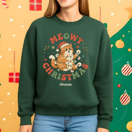 Moletom Meowy Christmas Funny Cat Christmas Sweatshirt
